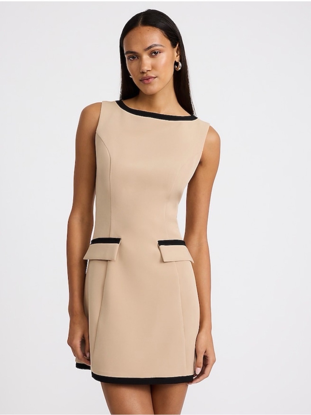 Express Tipped Boat Neck Tailored Mini Dress